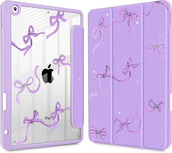 May Chen for iPad 9th Generation with Pencil Holder iPad 8th/7th Gen Case 10.2-inch [Penceil Holder] Trifold Stand Auto Wake/Sleep Clear TPU Protection Back Cover Ballet Shoes