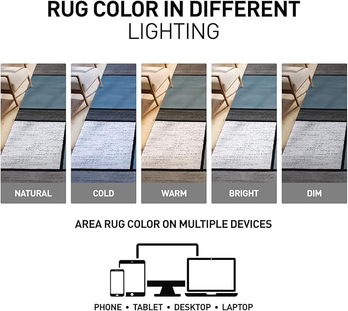Rugshop Contemporary Modern Boxes for Home Office,Living Room,Bedroom,Kitchen Non Shedding Round Area Rug 8' Blue