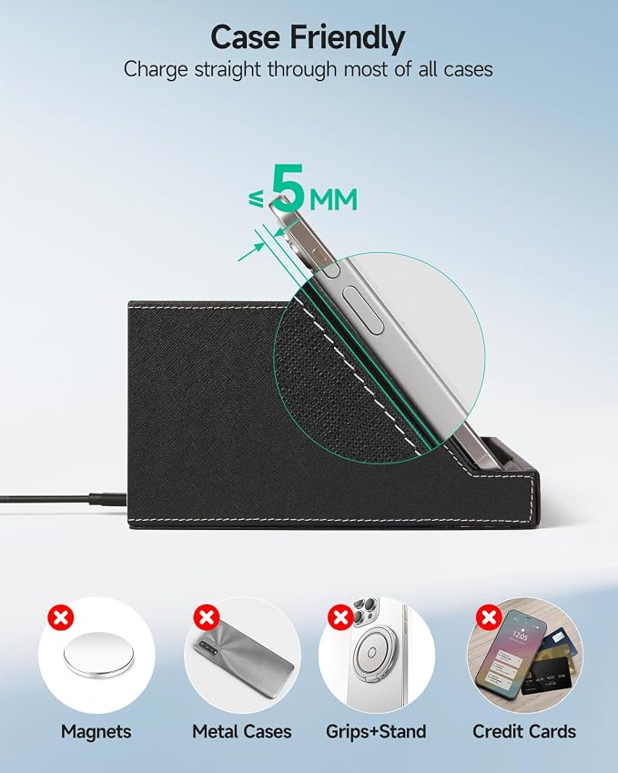 Fast Wireless Charging Station with Desk Organizer for iPhone 17/16/15/15 Pro/14/14 Pro Max/14 Pro/14 Plus/13/13 Pro Max/13 Pro/and iPhone 12/11 Series Nightstand Desktop Organizer for Home Office