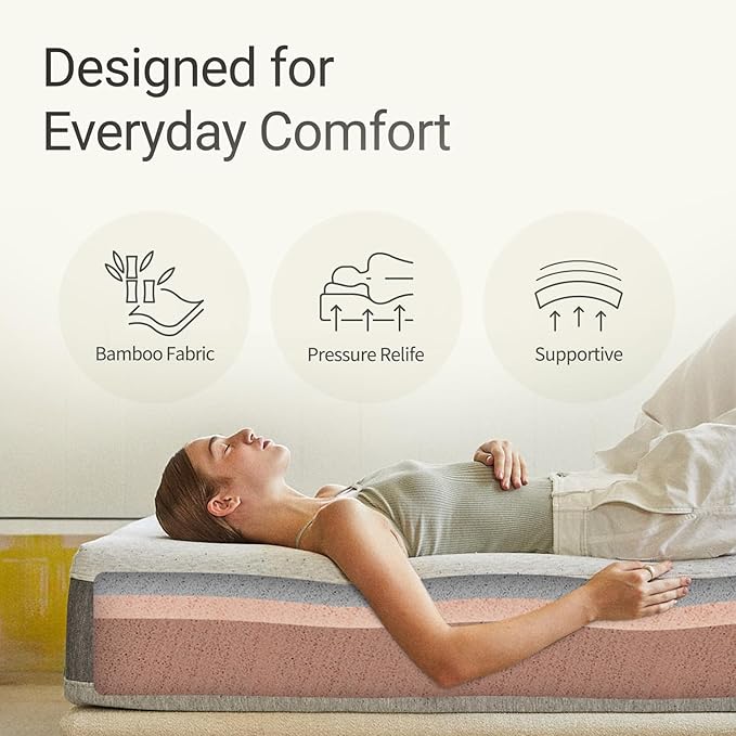 LIFEMENT King Mattress 10 Inch, Essential Graphite Infused Memory Foam Bed | Medium Firm, Fiberglass Free, Cooling Pressure Relief | CertiPUR-US & Oeko-TEX Certified, Mattress in a Box
