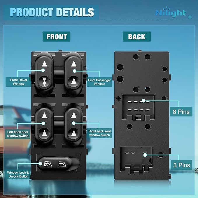 Nilight Power Master Window Switch Compatible with 2004 2005 2006 2007 2008 Ford F-150 2003-2006 Expedition 2003-2008 Crown Victoria & Mercury Grand Marquis Replacement Windows Switches
