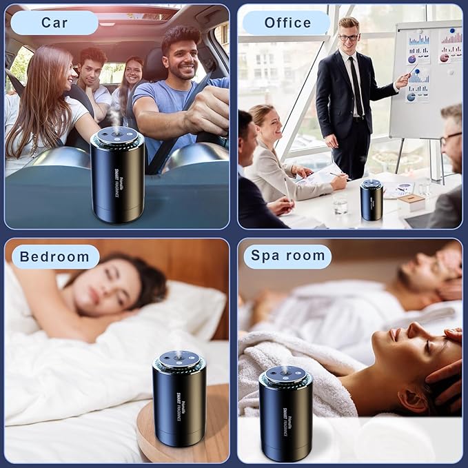 2025 Upgrade Smart Car Air Freshener, Rechargeable Car Air Freshener Diffuser with Starlight Projector & Atmosphere Light, Adjustable Car Freshener with Ultrasonic Tech & Auto On/Off, 50ml Perfume