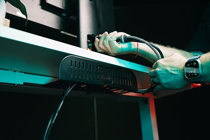 Gator Frameworks Metal Cable Management System - Mounts Under Desk for a Clutter Free Space with 1" Sapced Slots and (6) Cable Ties, (GFW-CBLMGM-MTL)