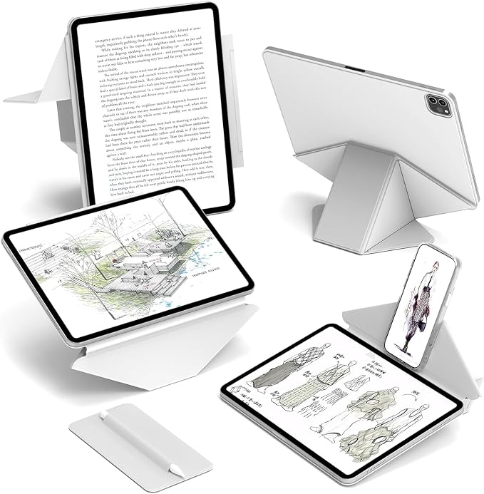 JKSML Dynamic Folio Case for iPad Air M4/M3/M2 11 &amp Air 4th/5th Gen 10.9 Detachable Pencil Holder 20+ Multi-Angle Origami Cover Slim &amp Ergonomic &amp Powerful Magnetic - Black
