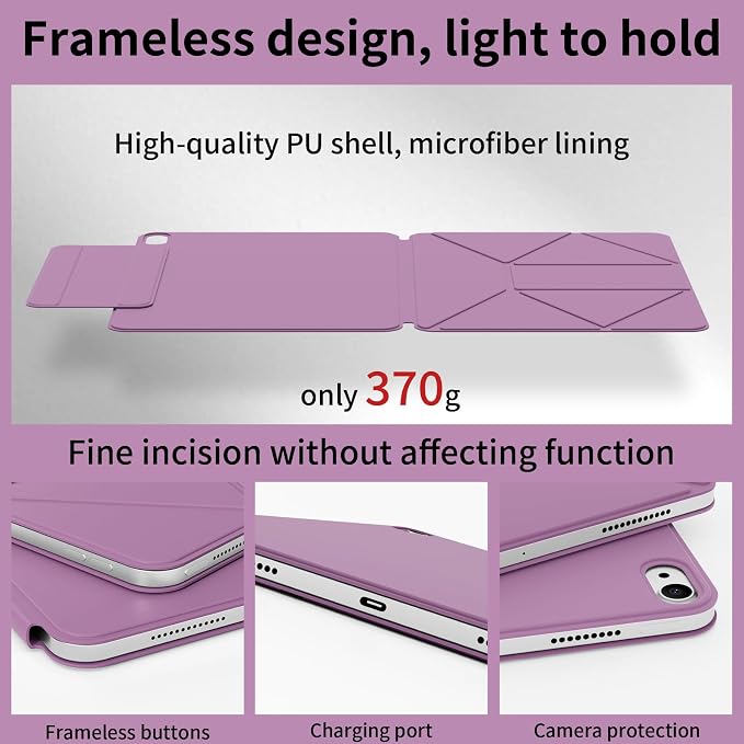 Dynamic Folio Magnetic Case for iPad A16 11th/10th Gen 11/10.9 inch | Removable Cover with 20+ Multi-Angle Stand Strong Attachment| Detachable Clasp| Ultra Thin| Auto Wake/Sleep Black