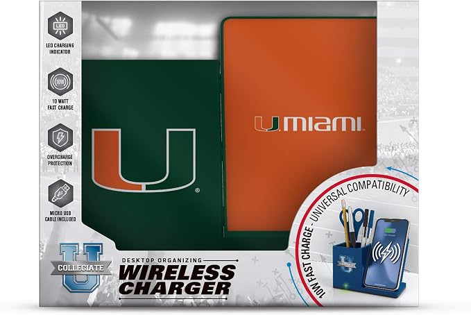 SOAR NCAA Unisex Cell Phone Wireless Charging Stand and Desktop Organizer
