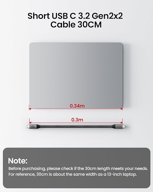 Silkland USB C Data Cable 20Gbps 1FT USB C to USB C Cable 240W Charging | High Speed Data Transfer Short USB C 3.2 Gen 2x2 Cable 5K/4K 60Hz USBC Monitor Cord Compatible with SSD Hub Docking