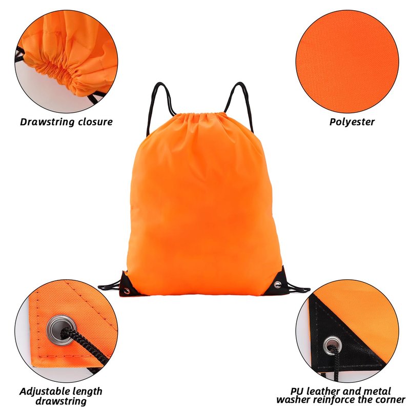 Haokuaile Drawstring Backpacks, 20 Pack — Ideal for Parties, Classroom Activities, Group Events & Giveaways (20, Orange)