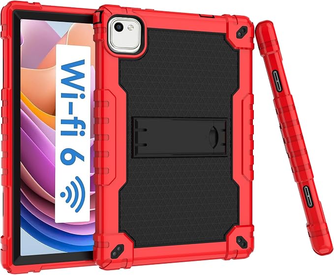 for HNVHNV/Aiprotablet/kelankeke K10 Tablet 10 inch Android Tablets Case Built in Kickstand Heavy Duty Hybrid Protective Case Hard Back Shell Case with Shoulder Strap (Black)