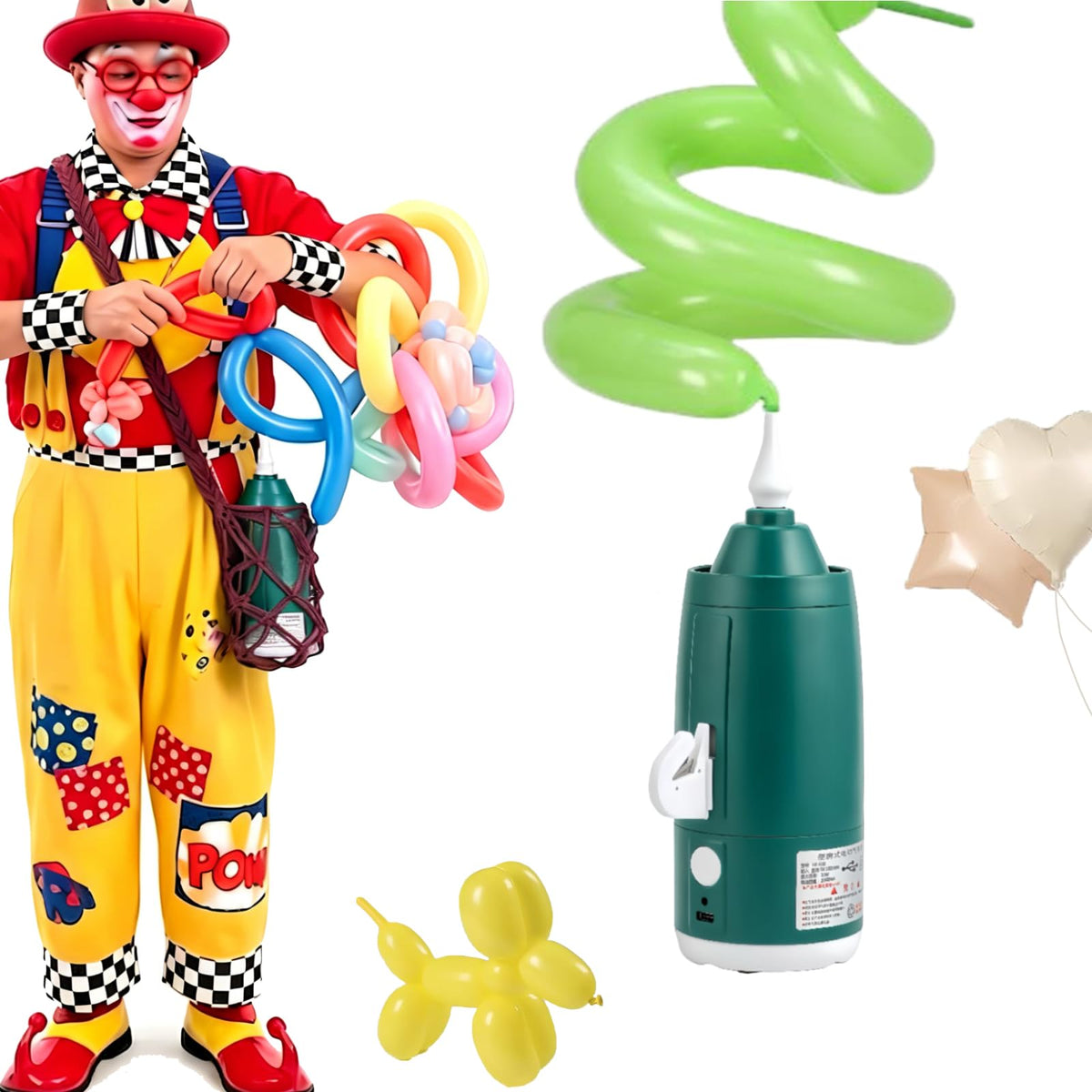 Rechargeable Cordless Portable Electric Balloon Pump - Built-in Battery Air Machine, Dual Modes for Latex/Foil/Balloon/Basketball, Includes Red Mesh Bag, Perfect for Party/Birthday Decor