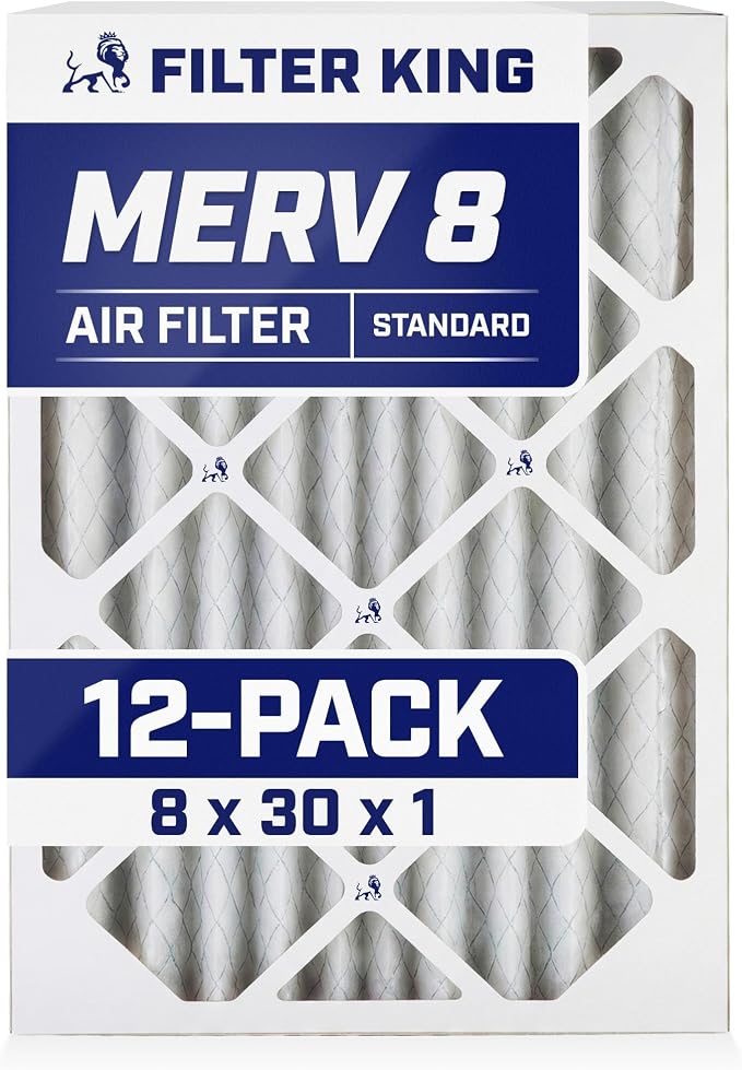 Filter King 8x30x1 Air Filter | 12-PACK | MERV 8 HVAC Pleated A/C Furnace