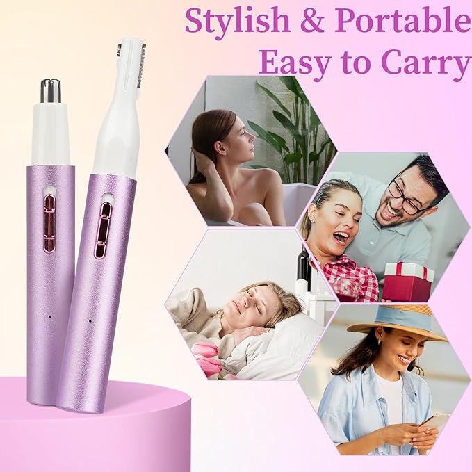 Mendaping 2025 Rechargeable Nose & Ear Hair Trimmer, Dual-Edge Blade Electric Clipper for Women Men, Facial & Eyebrow Hair Removal Tool, Powerful Motor, Painless, Easy to Clean (Multicolor)