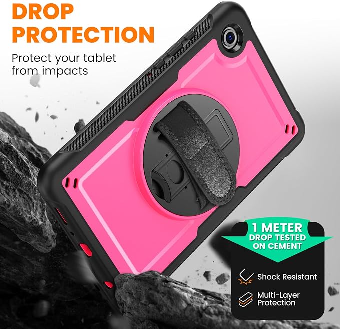 KAIJIAbox Case for Samsung Galaxy Tab A11+ Plus/Tab A9+ Plus 5G 11 Inch | 7 in 1 Protection: Screen Protector Pen Holder 360° Stand Hand Strap Shoulder Strap Drop-Proof Lightweight-Clear