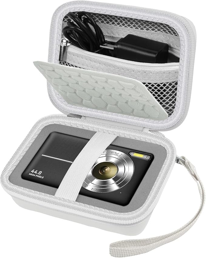 Carrying & Protective Case for Digital Camera, AbergBest 21 Mega Pixels 2.7" LCD Rechargeable HD/Kodak Pixpro/Canon PowerShot ELPH 180/190 / Sony DSCW800 / DSCW830 Cameras for Travel - White
