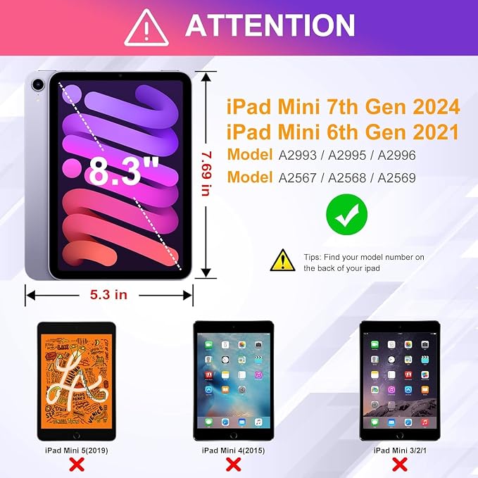 for iPad mini 7 (A17 Pro) 2024 Case/iPad mini 6 2021 Case Adjustable Stand Auto Wake/Sleep Smart Leather Cover for iPad mini 7th/6th Generation 8.3 Inch Sloth