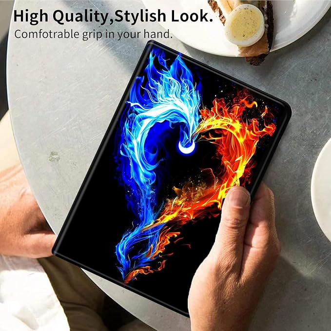 Case for iPad (A16) 11th Generation 11 Inch (2025)iPad 10th Generation 10.9 Inch (2022)PU Leather Slim Standing Smart Coverwith Auto Sleep/WakeBall on Fire