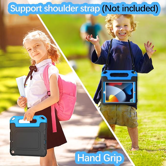 YIHE Kids Case for iPad 10.2 9th/8th/7th Gen Pro 10.5 &amp Air 3 BlackBlue | Full Body Shockproof Protective Cover Handle Stand Built-in Screen Protector Fun Colors