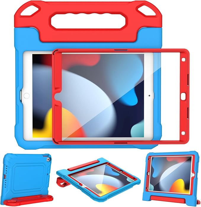 YIHE Kids Case for iPad 10.2 9th/8th/7th Gen Pro 10.5 &amp Air 3 BlackBlue | Full Body Shockproof Protective Cover Handle Stand Built-in Screen Protector Fun Colors
