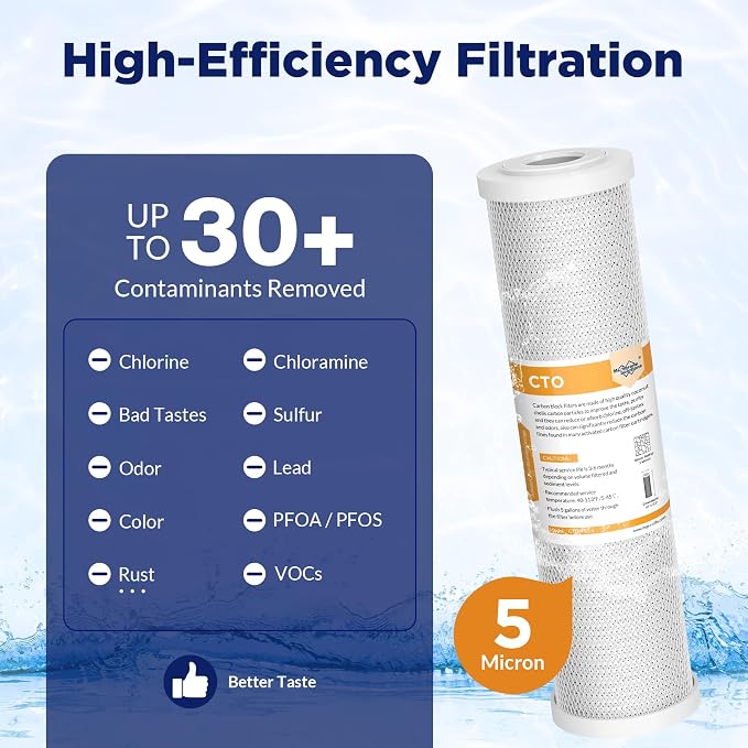 Membrane Solutions 5 Micron 2.5" x 10" CTO Carbon Block Water Filter Cartridge