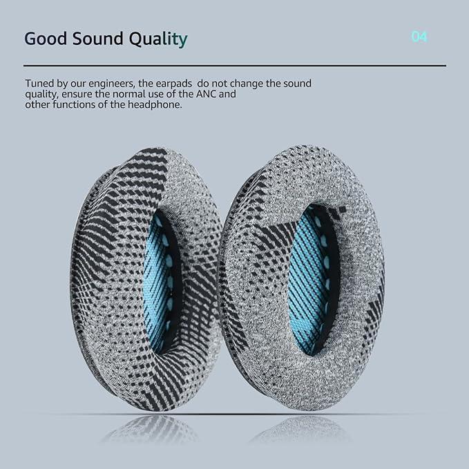Cooling-Gel QuietComfort 35 / QC35 ii Fabric Replacement Ear Pads for Bose Headphones, Compatible with Bose QC45 QC25 QC2 QC15/ Around-Ear 2 AE2i AE2w/ SoundTrue & SoundLink Series, Blue
