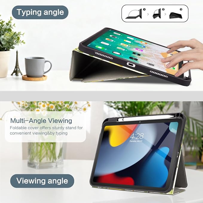 Vimorco Christmas Case for iPad (A16) 11th/10th Gen 11/10.9 inchAntlers | Multi-Angle Viewing Protective Folio Stand Shockproof CoverPencil HolderSupport Touch IDAuto Wake/SleepEssential Gift