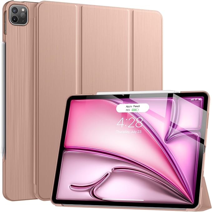Soke Case for iPad Air 13 Inch (M3/M2) 2025/2024iPad Pro 12.9 2022 2021(6th 5th Generation) - [Slim Trifold Stand + Auto Wake/Sleep]Protective Hard PC Back Cover (Black)