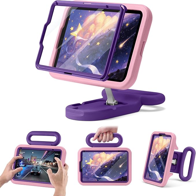 Kids Case for iPad Mini7(A17 Pro)2024/Mini 6 with Handle &amp Screen Protector | Child-Friendly Shockproof Case with Handle &amp Adjustable Portrait/Landscape Stand for iPad mini 7th 2024/6th 2021 8