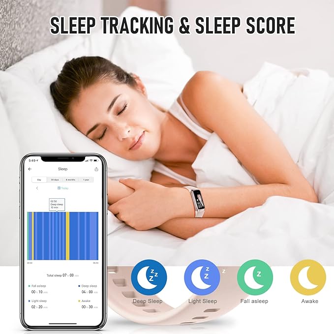 Fitness Tracker with 24/7 Heart Rate Blood Oxygen Sleep Monitor, 1.1" AMOLED Touch Screen Activity Tracker Smart Watches, IP68 Waterproof Step Counter Pedometer for Women Men