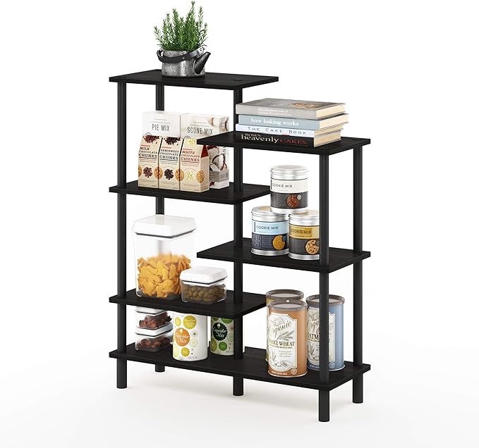 Furinno Turn-N-Tube 6-Tier Accent Display Rack, Espresso/Black