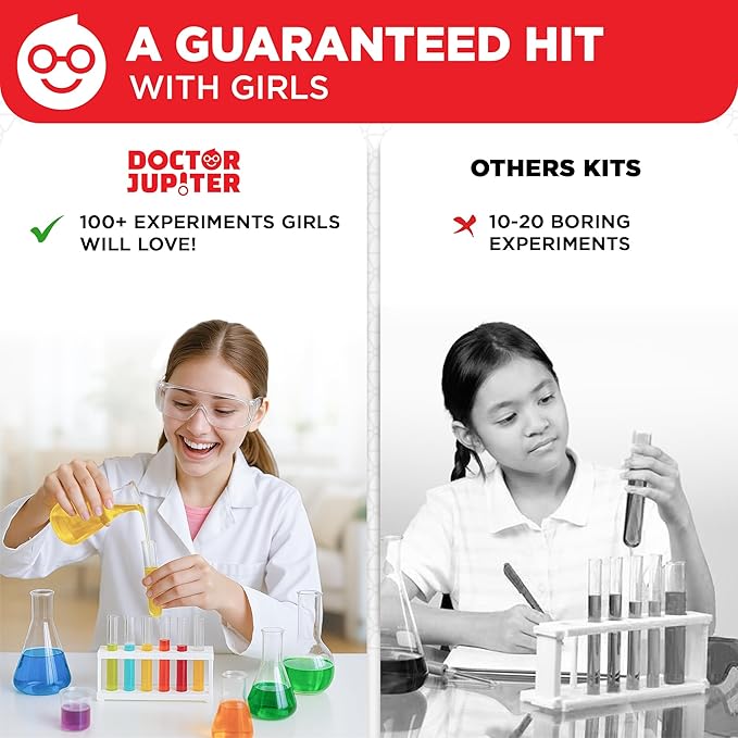 Doctor Jupiter Girls' Super Science Kit for Ages 8-12 Ideas for Girls 8,9,10+ Years Old | Chemistry Set, STEM Toy Kit with 100+ Experiments | Learning & Educational Projects
