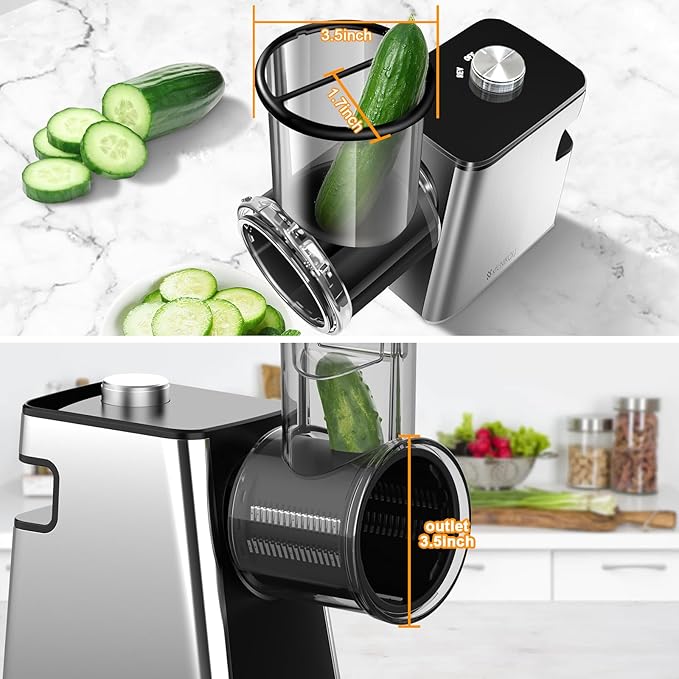 XFCNIKOU Electric Meat Grinder, Cheese Grater, 2800W Max Stainless Steel Veggie Shredder, Vegetable Cutter with 5 Slice Blades, 3 Grinding Plates, Sausage Stuffer & Kubbe Kit, for Home Kitchen Use