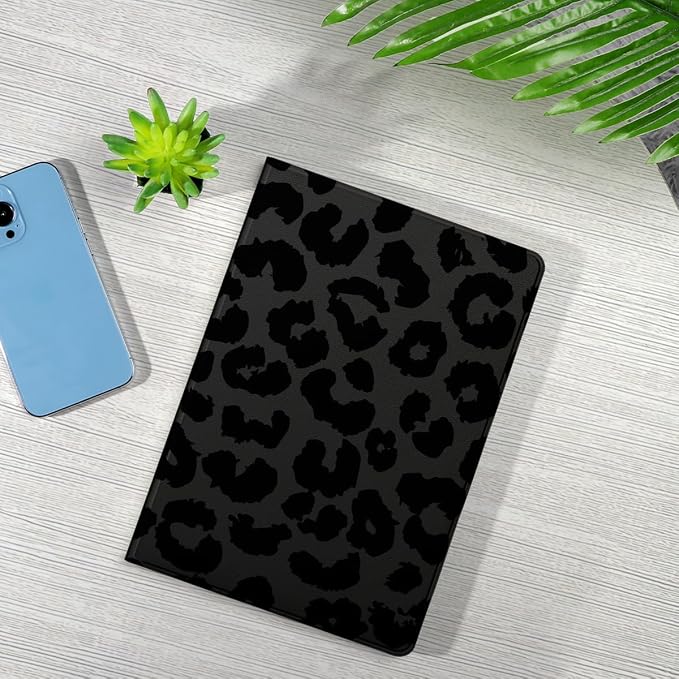 Cool Cheetah Print Tablet Case for Samsung Galaxy Tab A7 SM-T507/T505/T500 Case 10.4 2020 Fashion Aesthetic Leopard Pattern Cases for Girls BoysBlack Protective Cover Flip PU Leather Funda