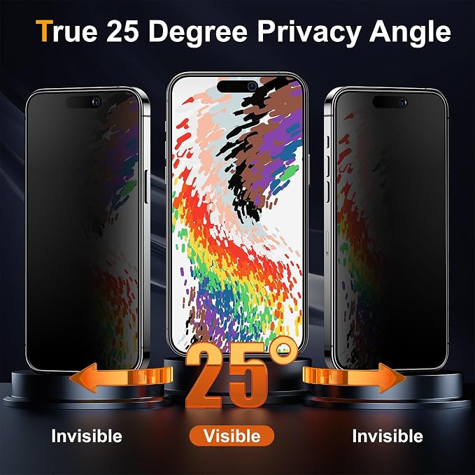 2 Pack Matte Privacy Screen Protector for iPhone 15 Pro Max 6.7-inch with Easy Installation Tool Anti Spy Anti Glare Tempered Glass Film Dynamic Island Compatible Case Friendly 9H Hardness