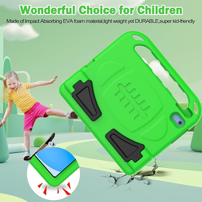 TIRIN Kids Case for iPad A16 11th Generation 2025/iPad 10th Generation 2022 with Built-in Screen Protector Shockproof Handle Stand iPad Case for Kids Black