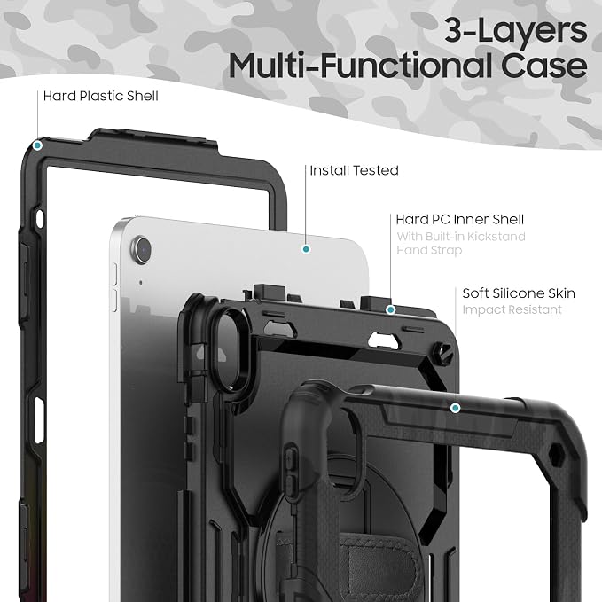 Dteck for Apple iPad 11 inch (A16 11th Gen) iPad 10.9 inch (10th Gen) Slim Clear Case with Kickstand Pencil Holder Reinforced Shockproof Corners Soft TPU Lightweight Protective Cover Transparent