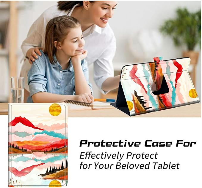 for Walmart Onn 10.1 2024 Onn 10.1 Gen 4 Universal Tablet Case 360 Degree Rotating Kickstand Protective Stand Case with Multiple Viewing PU Leather Shell Case Black Book Cat