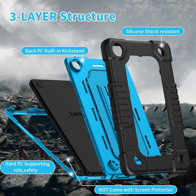 Tablet Case for Lenovo Tab One (TB305FU) 8.7 inch Shockproof Cover | with Tempered Glass Screen Protector &amp Strap &amp Kickstand for Lenovo Tab K9 8.7 inch 2025 (Model: TB305FU) (Black+2Pcs)