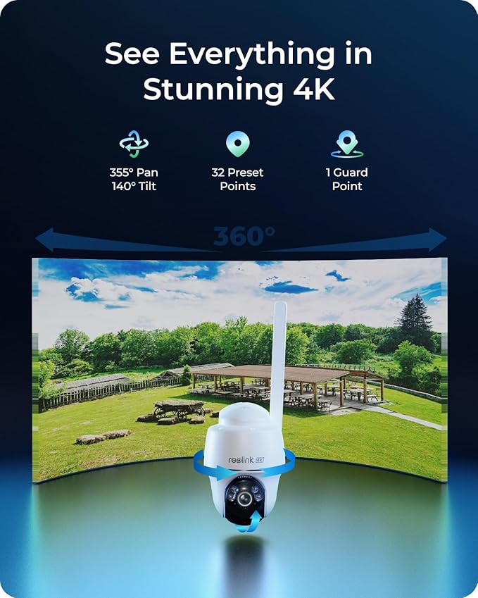 REOLINK 4K 4G LTE 360° Cellular Security Camera Wireless Outdoor +128G SD Card - 2Pack, No WiFi Solar Powered, SIM Card Included, 8MP Color Night Vision, Local/Cloud Storage, Go PT Ultra+Solar Panel 2