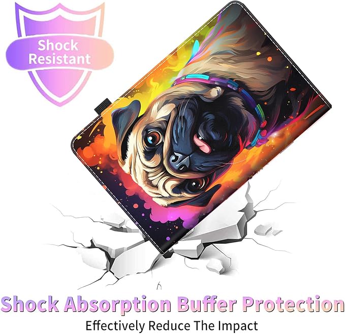 Case for All-New Amazon Kindle Fire HD 8 &amp 8 Plus Tablet (12th Generation/10th Generation 2022/2020 Release) 8 Durable Shockproof Protective Cover，Pug Weightlifting
