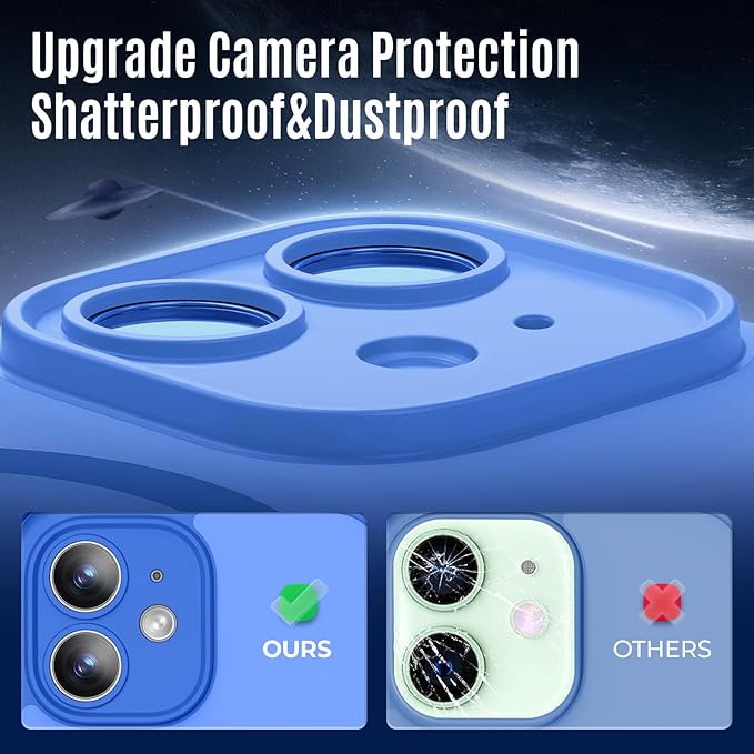 Designed for iPhone 12 Case, Compatible with MagSafe, with Privacy Screen Protectors X2, [Camera Protection] [15FT Military Drop Protection] Shockproof Phone Case, 6.1", Blue