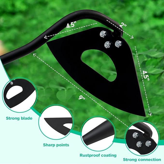 Garden Hoe for Weeding,Heavy Duty Weeding Hoe for Fast Weeds Grass Removal,Loosening Soil Digging Planting Ridging,55 Inch Long Handle,Hardened Hollow Eye Hoe Garden Tools for Garden Flower Beds