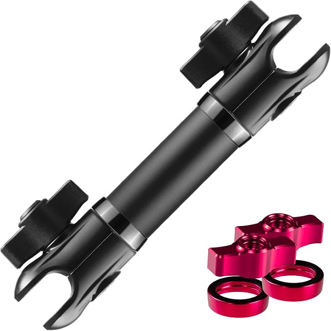 Tackform 10 Long 20mm Ball and Socket Arm DuraLock 20 Series Aluminum Tube Arm | Dual 20mm Sockets and Optional Anti-Theft Knobs | Black