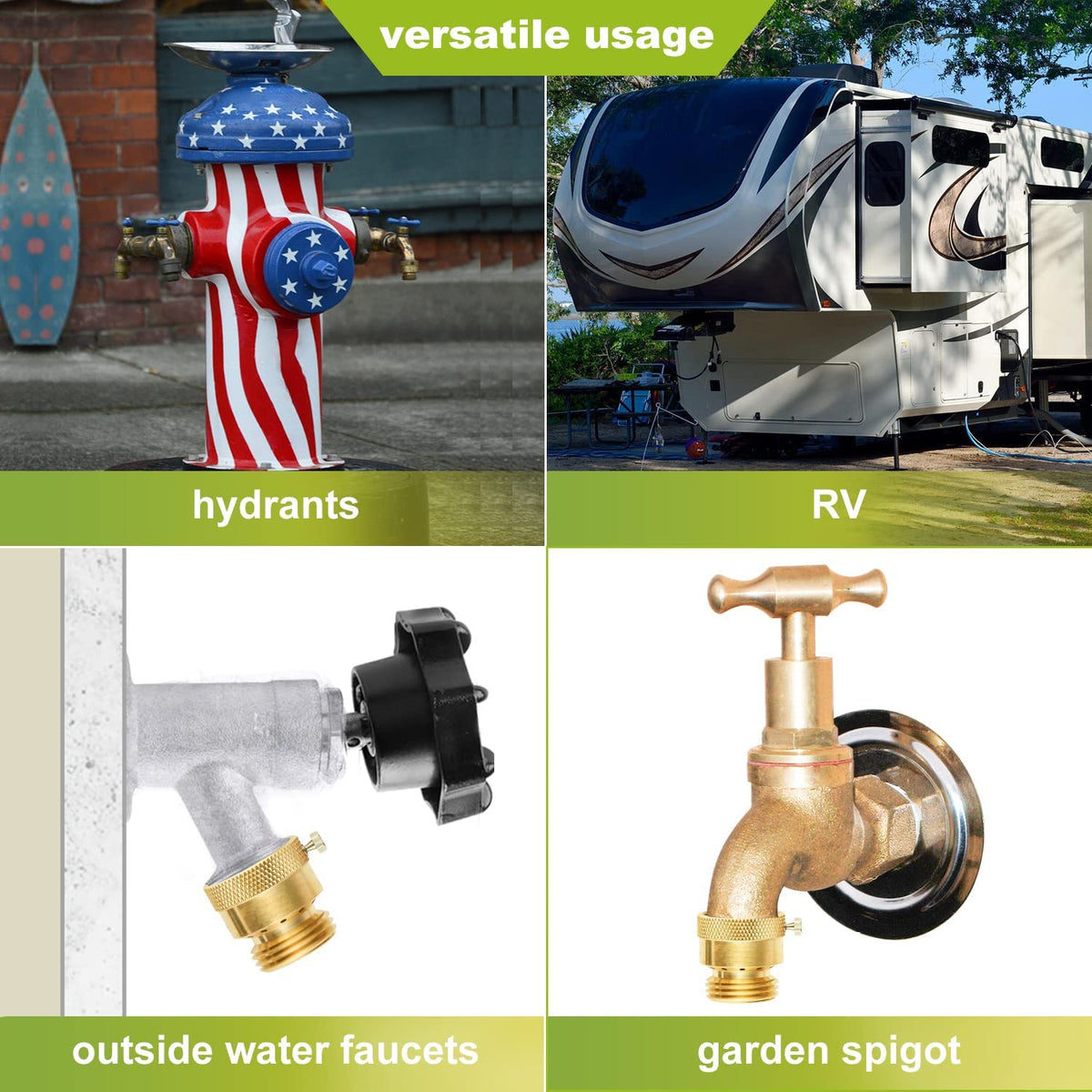 SUNGATOR 12-Pack Anti Siphon Valve, 3/4 Inch GHT Backflow Preventer Hose Bib, Vacuum Breakers Set for Outdoor Faucet, Garden Spigot, RV, Solid Brass Anti-Backflow Valve with Sealing Tape