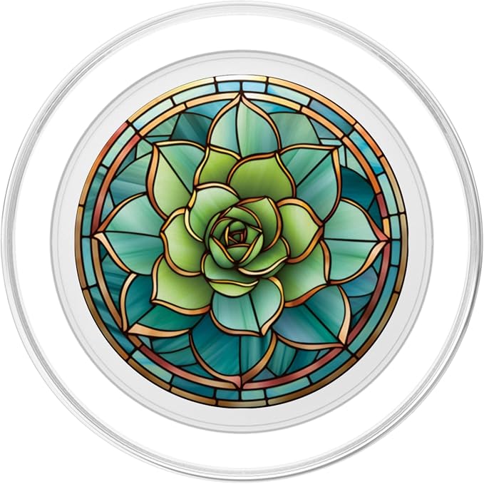 Beautiful Stained Glass Succulent Plant Lover Aesthetic PopSockets PopGrip for MagSafe