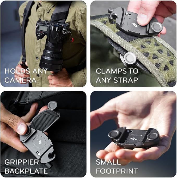 Peak Design Capture Camera Clip V3, Black with Plate, Holds DSLR, Compact and Point and Shoot Bodies, Secure, Stable and Accessible, Attaches to Straps and Belts, Quick Release, 200 lb Capacity