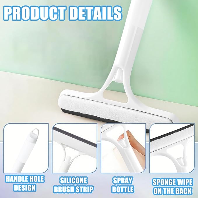 3 in 1 Window Cleaning Scraper,3 in 1 Spray Squeegee,2025 All-Purpose Window Squeegee with Sprayer for Windows,Mirrors,Car Glass,Kitchen,Home(White)