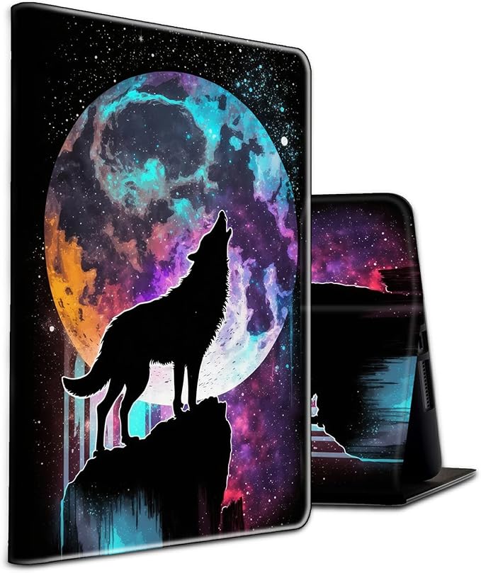 for 10.1 Amazon Fire HD 10 Tablet (13th Generation 2023 Release)PU Leather Multi-Angle Anti Slide Stand Cases with Auto Wake/SleepAnimals Dog Paws Galaxy