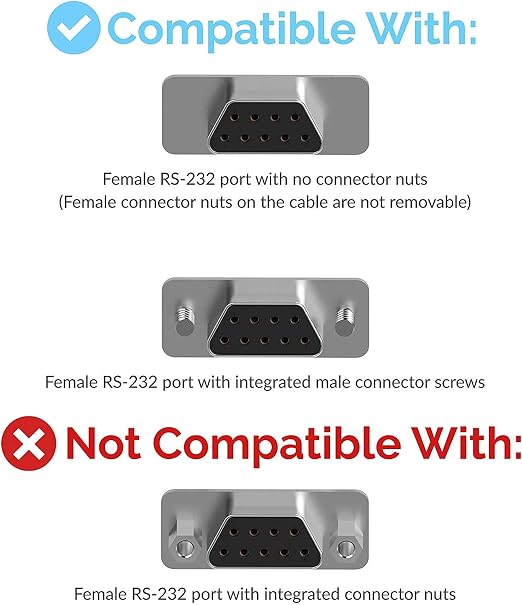 SABRENT USB 2.0 to Serial DB9 RS232 Converter Cable 10ft (CB-9PTF) | Prolific chipset hexnuts 9-pin Windows 10-XP macOS 10.6+ 10 feet
