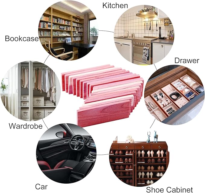 Cedar Space Cedar Blocks for Closet Storage,100% Aromatic Red Ceder Blocks Cedar Planks Chips 16pcs for Closet Drawers 100% Natural Wood Chips
