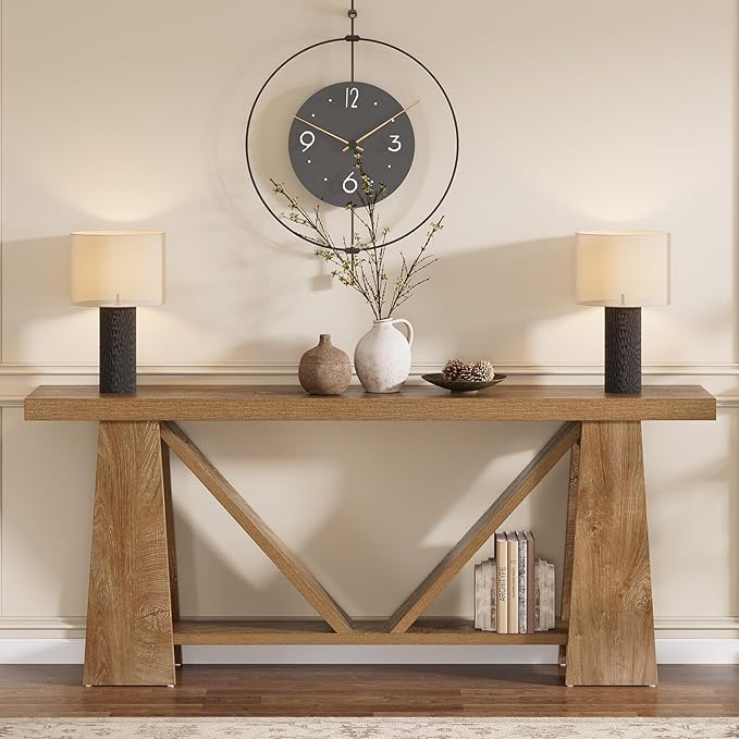 Tribesigns 70.9-Inch Extra Long Console Table, Farmhouse Entryway Table with Storage, Narrow Wooden Couch Table Behind Sofa for Living Room, Entrance, Hallway